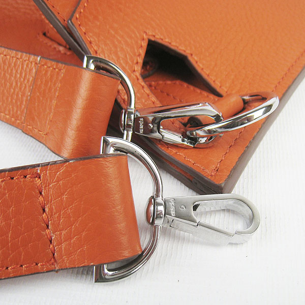 Replica Hermes Jypsiere Fjord Leather Messenger Bag Orange H6508 - 1:1 Copy